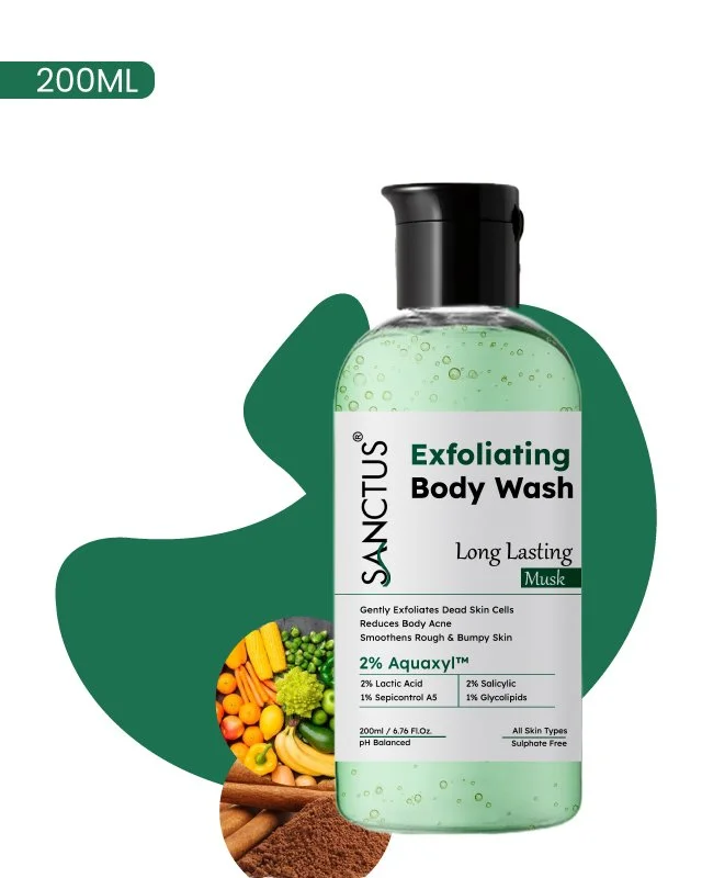 SANCTUS Exfoliating Body Wash with salicylic acid and AHA for smooth clear skin
